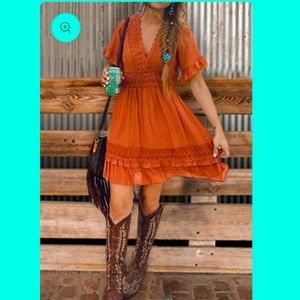 Burnt orange and burgundy sundress
